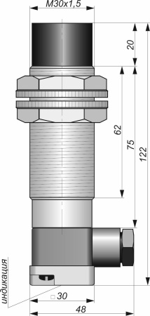 Датчик индуктивный бесконтактный И27-NO-PNP-K(Д16Т, Lкорп=75мм)