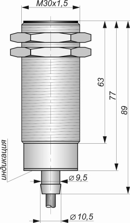Датчик индуктивный бесконтактный И26-NO-PNP(Л63,  Lкорп=75мм)