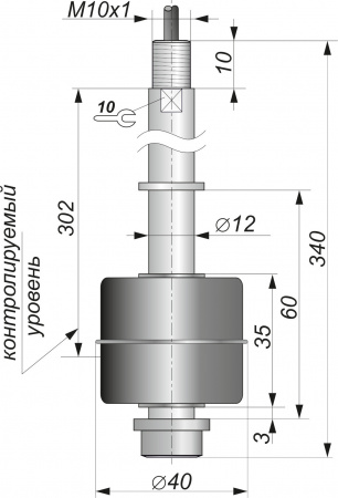 Поплавковый датчик уровня жидкости DFG 40.35-B1U60-NO/NC-302.12-M10x1-S