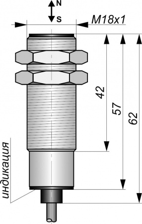 Датчик бесконтактный герконовый DG18MKL-CD-2GNONC-FF-3-IS-Z